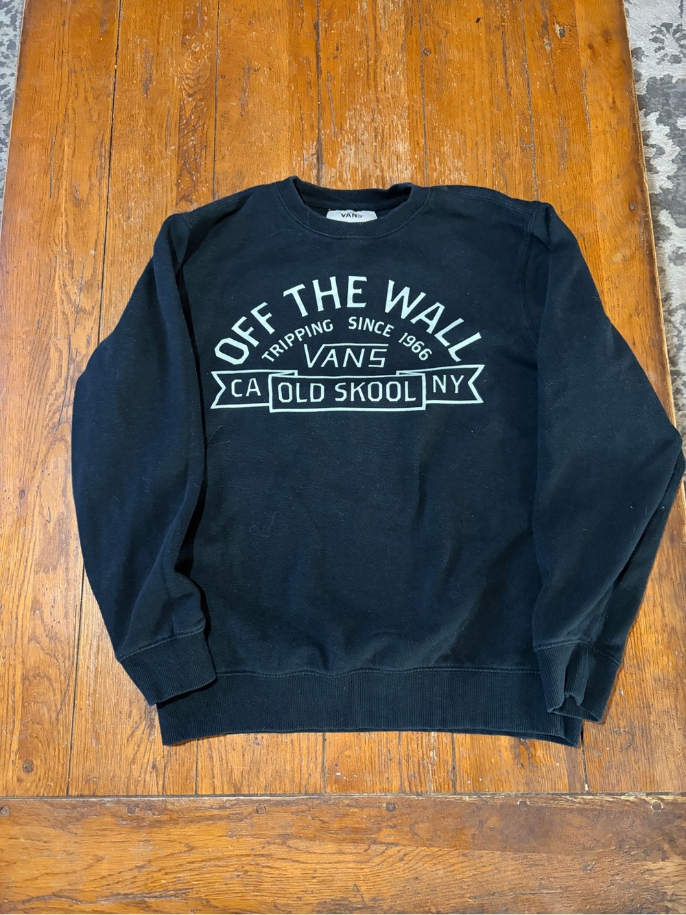 Vans Black Crewneck Sweatshirt with 'Off The Wall' Old Skool Graphic